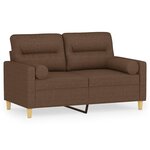 vidaXL Canapé 2 places avec oreillers décoratifs marron 120 cm tissu