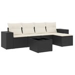 vidaXL Salon de jardin 6 Pièces avec coussins noir résine tressée