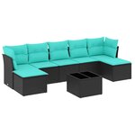vidaXL Salon de jardin 8 Pièces avec coussins noir résine tressée
