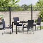 vidaXL Ensemble de salle à manger pour jardin 5 Pièces Noir Poly rotin