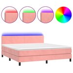 vidaXL Sommier à lattes de lit avec matelas LED Rose 180x200cm Velours