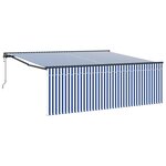 vidaXL Auvent Rétractable Bleu et Blanc 400 × 300 cm