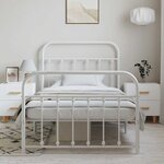 vidaXL Cadre de lit métal sans matelas et pied de lit blanc 100x190 cm