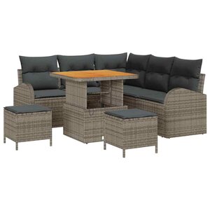 vidaXL Ensemble de canapé de jardin avec coussin 8 Pièces Gris