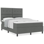 vidaXL Lit à sommier avec matelas Gris foncé 140x200 cm Tissu