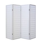 Paravent bois 4 pans Shoji blanc
