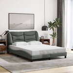 vidaXL Cadre de lit avec lumières LED gris foncé 140x190 cm tissu