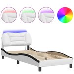 vidaXL Cadre de lit avec lumières LED blanc noir 90x200 cm similicuir