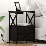 vidaXL Table de nuit avec station de chargement 2 Pièces Chêne noir