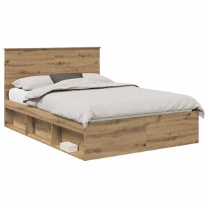 vidaXL Cadre de lit Chêne artisan 140 x 190 cm Bois de pin massif