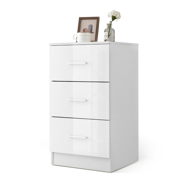 Classeur à 3 tiroirs pour bureau format 37 1 x 34 2 x 66 5 cm rangement sécurisé surface d'affichage style contemporain en bois blanc 20_0013919