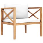 vidaXL Salon de jardin 7 Pièces avec coussins crème bois de teck solide