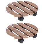 vidaXL Chariots à plantes 2 Pièces Marron Ø30x7 5 cm WPC