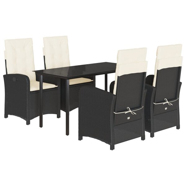 vidaXL Ensemble à manger de jardin coussins 5Pièces Noir Résine tressée