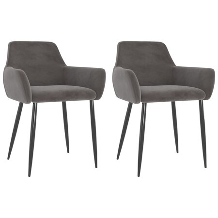 vidaXL Chaises à manger lot de 2 Gris foncé Velours