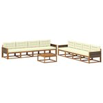 vidaXL Ensemble de canapés d'extérieur 9 Pièces Naturel et Crème