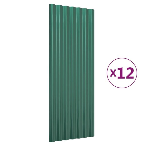 vidaXL Panneaux de toiture 12 Pièces Acier enduit de poudre Vert 100x36cm