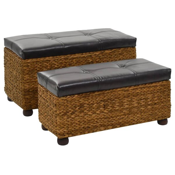 Ensemble de banc banquette 2 pièces jacinthe d'eau 85 x 40 x 45 cm marron 02_0010731