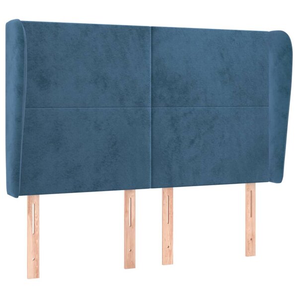 vidaXL Tête de lit avec oreilles Bleu foncé 147x23x118/128 cm Velours