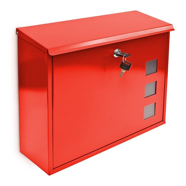 Boite aux lettres design contemporain murale rouge jardin extérieur