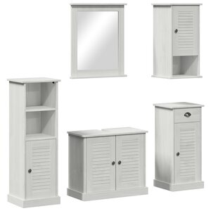 vidaXL Ensemble de mobilier de salle de bain 5 Pièces Blanc antique