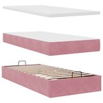 vidaXL Cadre de lit ottoman avec matelas rose 80x200 cm velours