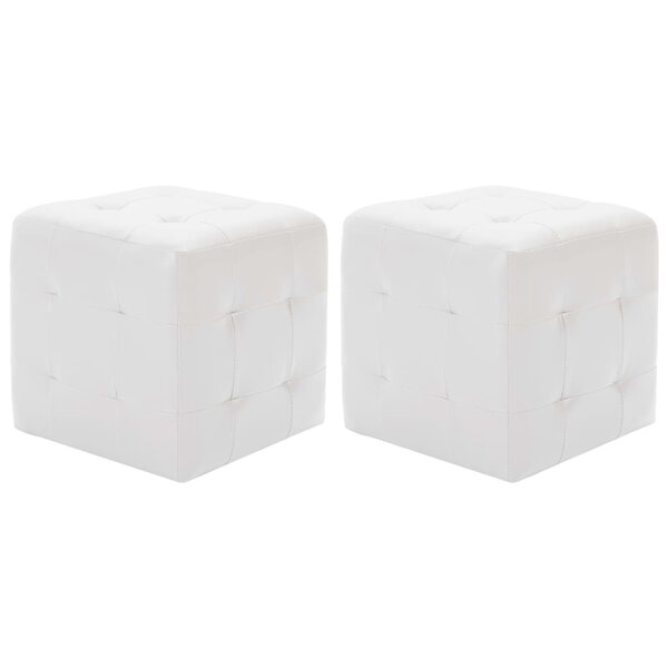 vidaXL Poufs 2 Pièces Blanc 30 x 30 x 30 cm Similicuir