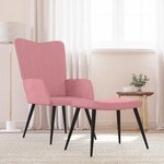 vidaXL Chaise de relaxation avec tabouret Rose Velours
