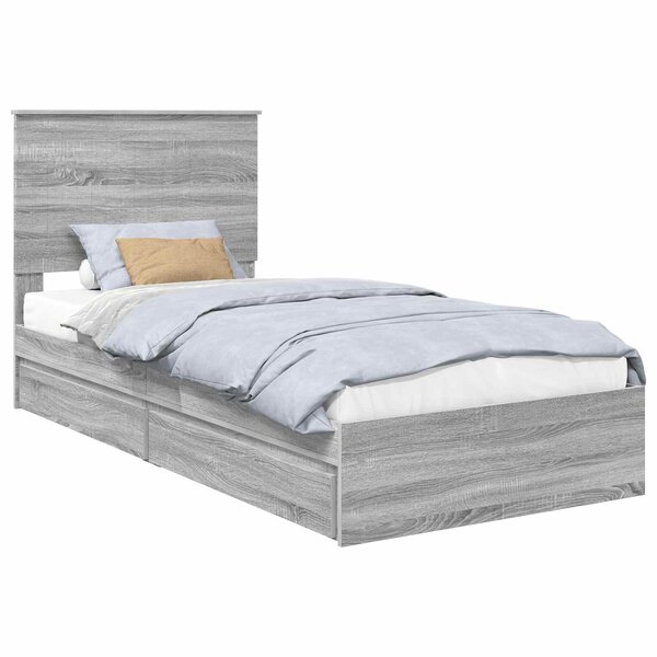 vidaXL Lit de Rangement Gris Sonoma 90 x 190 cm Bois d'ingénierie
