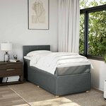vidaXL Sommier à lattes de lit avec matelas Gris foncé 90x200 cm Tissu