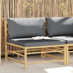 vidaXL Canapé de milieu de jardin avec coussins gris foncé Bambou