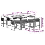 vidaXL Ensemble à manger de jardin et coussins 9 Pièces beige Poly rotin