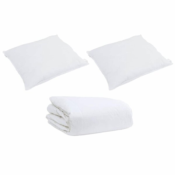 vidaXL Ensemble de Duvet avec oreiller 3 Pièces Blanc Plume de canard