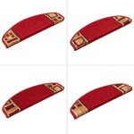 vidaXL Tapis d'escalier autocollants 15 Pièces Rouge 65x21x4 cm