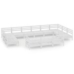 vidaXL Salon de jardin 13 Pièces Blanc Bois de pin massif