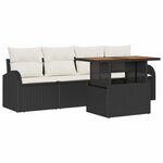 vidaXL Ensemble de canapé de jardin 5 Pièces Noir et crème