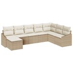 vidaXL Ensemble de canapé de jardin 8 Pièces Beige Poly rotin