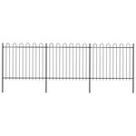 vidaXL Clôture de jardin avec dessus en cerceau Acier 5 1 x 1 5 m Noir