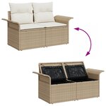 vidaXL Ensemble de Canapés de Jardin 10 Pièces avec Coussins Beige Poly Rattan Acacia