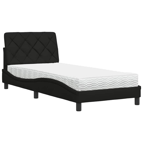 vidaXL Lit avec matelas noir 90x190 cm tissu