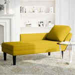 vidaXL Fauteuil long avec coussin et accoudoir droit jaune velours