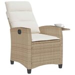 vidaXL Chaise de jardin inclinable et table d'appoint beige polyrotin
