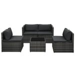 vidaXL Salon de jardin 5 Pièces avec coussins Résine tressée Gris