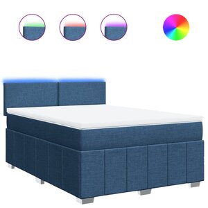 vidaXL Sommier à lattes de lit avec matelas Bleu 160x200 cm Tissu