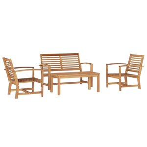 vidaXL Ensemble de canapé de jardin 4 pc Naturel Bois de teck massif