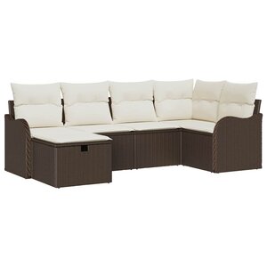 vidaXL Ensemble de canapé de jardin avec coussin 6 Pièces Marron et crème