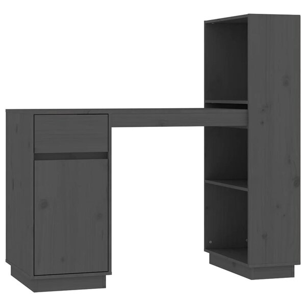 Bureau table poste de travail meuble d'ordinateur informatique étude 110 x 53 x 117 cm bois massif de pin gris 02_0023823