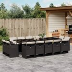 vidaXL Ensemble à manger de jardin 15 Pièces coussins noir résine tressée