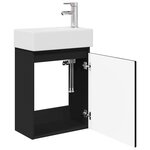 vidaXL Meuble de salle de bain avec robinet Noir 45 5 x 22 5 x 84 cm