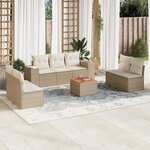 vidaXL Salon de jardin avec coussins 8 Pièces beige résine tressée